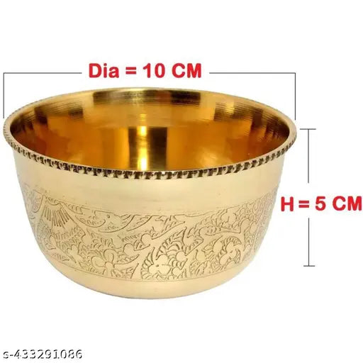 Handcrafted Brass Bowl | Gold Finish Bowl | Brass Bowl for Dining | Engraved Brass Bowl | Brass katori