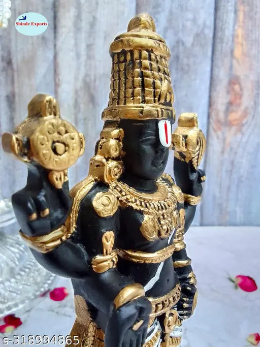 SHINDE EXPORTS Govinda Idol for car Dashboard/Balaji murti for car/tirupati Balaji murti/Balaji Statue for Pooja Room (Gold)