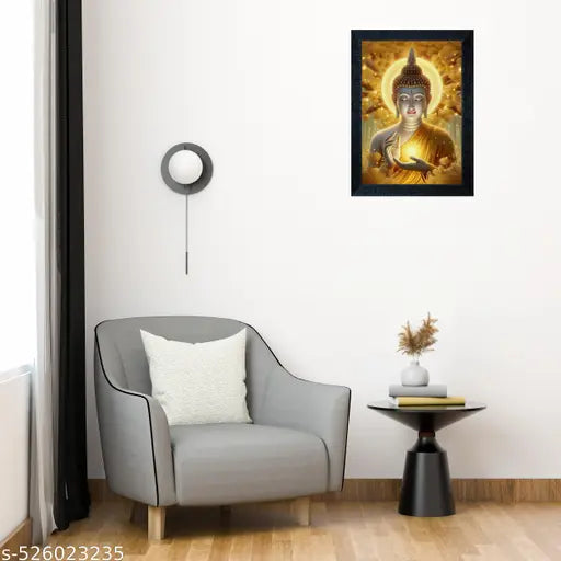 "Divine Golden Buddha Wall Frame | Spiritual Home Decor | Meditating Buddha Art | Positive Energy Painting"