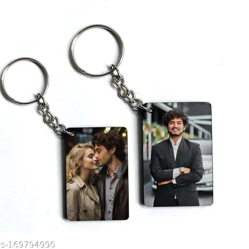 Prints Club Customized  Wooden Keychain  With Photo Print Set Of 2