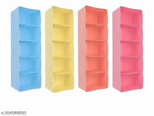 Plastic Storage Box Drawer Organizer, Underwear Innerwear Socks Undergarments Storage Drawer Organiser (Set of 4, Multicolor)