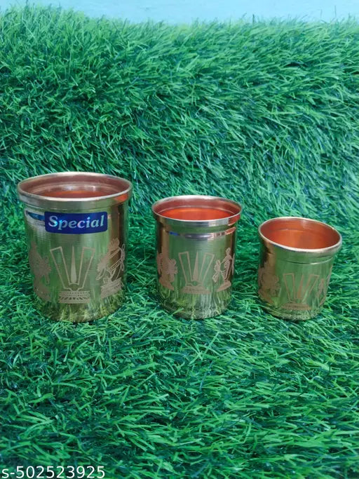 Copper Lakshmi Kuncham set of 3 - Lakshmi Kubera Kuncham (Copper,Brown)