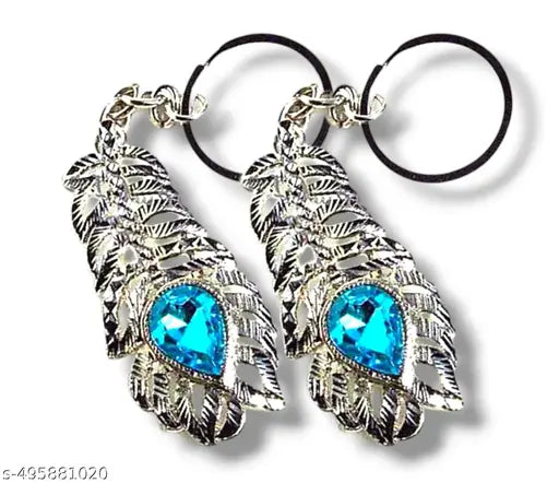 Pack Of 2 Oh My God Key Chain Original (Silver, Colour Blue Ston Pack Of 2)
