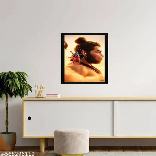 jay shree RAM #BALAJI #RAM JI Art Wall Decor A4 Size Framed Paintings for Living Room Bedroom & Office Decor - Wall Art Frames Wall Posters with Frame for Home Decoration - Wall Paintings