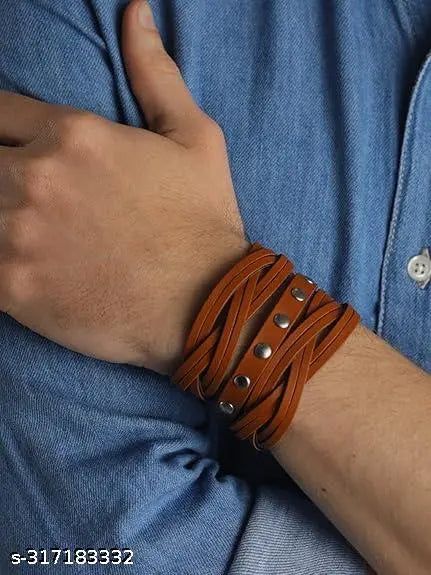 Stylish 2 pieces of  PU Leather Bracelet for Man & boys