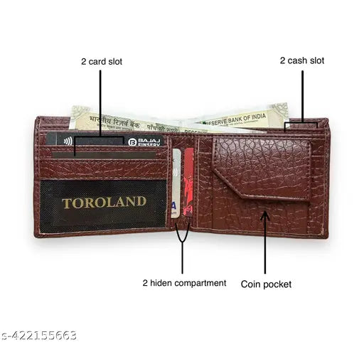 TOROLAND Men's Brown Artificial Leather Belt and Wallet Combo (Pack of 2)