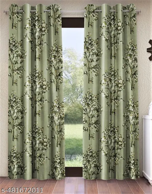 Floral  Green Curtains Pack of 01 pc