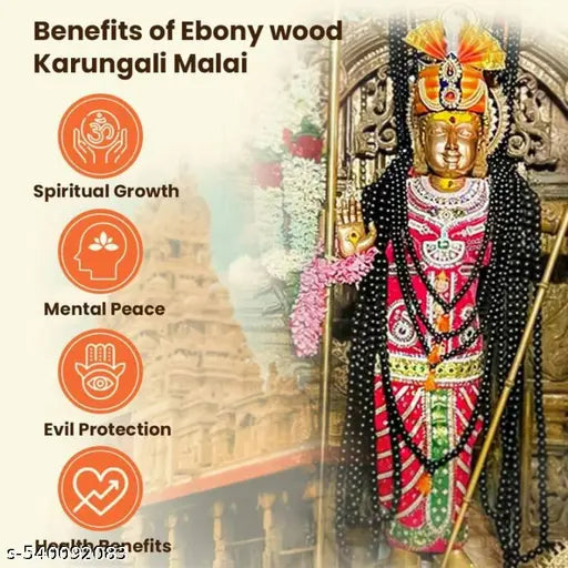 ADIYOGI GALLERY Original Karungali Mala - Lab Certified Black Ebony Wood 8mm Beads | Spiritual Healing Necklace for Men & Women