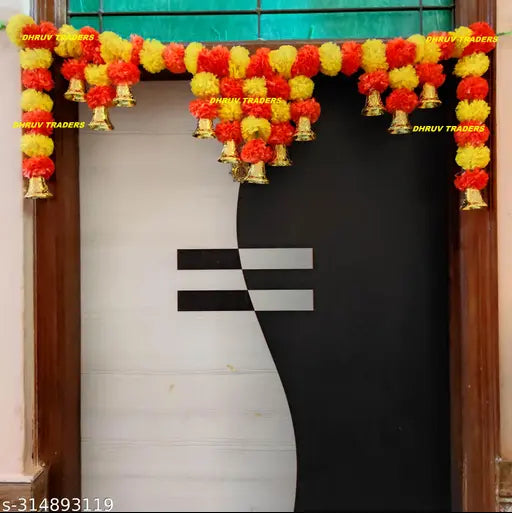 DEITY DT LIFE STYLES Home Décor Artificial yellow and orange flower door hanging traditional navratri and diwali toran