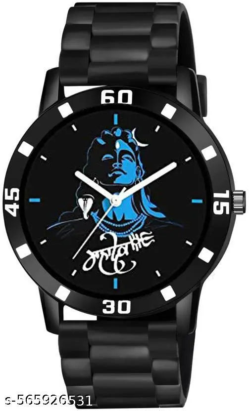 Premium Black Rubber Belt Men’s Watch with King Bracelet – Free Stylish Bracelet – Trendy Analog Watch for Boys & Men
