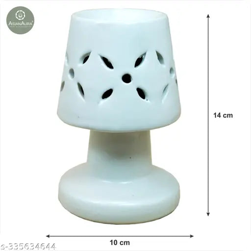 Handcrafted Ceramic Electric Aroma Diffuser Oil Burner| Aroma Oil Diffuser for Home with Aroma Oils, Cylinder Shape, White Color (Lavender & Rose 10 ml Each)