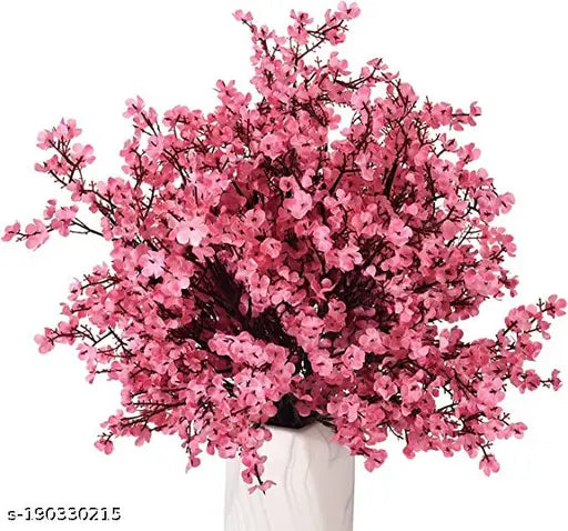 BS AMOR Set Of 5 Pink -Colored Gypsophilia Artificial Flowers and Plants Natural Looking for Home Decoration