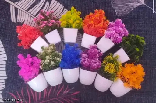 BUYOED Artificial green grassfull plant pack of 12 size , ( 10 cm )