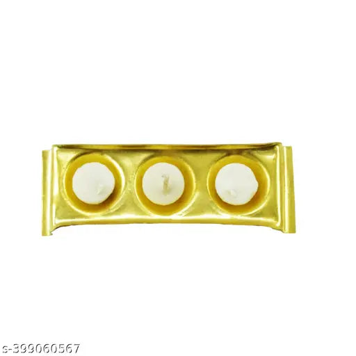 Rectangle Design Brass Ghee Diya Holder for Pooja Room