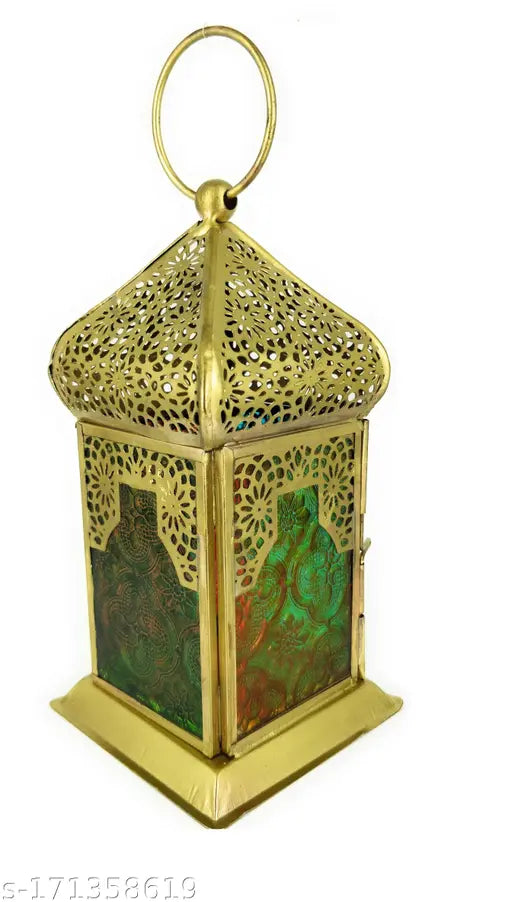 KOUTSS Hanging Moroccan Lantern Lamp Tea Light Candle Holder For Home Decor (Multicolor, Pack of 2)