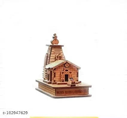 Sai collection Kedarnath Wooden  Temple in Small Size, Decorative Showpiece Item with Double side tap  /Length : 5cm /Height : 8cm / Breadth ; 9cm / From Haridwar