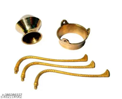 Haridwar Trends | Brass Plate Thali with Shivling Stand / Brass Pooja Plate Thali (12 CM ) / Shivling Stand Without Shivling Brass Lota for Puja Tripai Lota for Jalabhishek of Shivling Puja Articles
