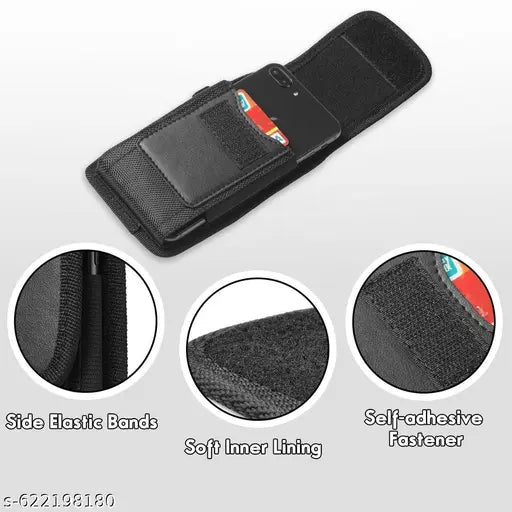 Harik Mall Nylon Mobile Belt Pouch Holster case Cover with Belt Clip and Loops - Cell Phone Pouch with Card Holder Protection - Velcro Closure - for all phones (1 pcs)