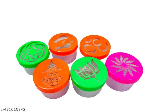 Rangoli Stamp Filler Set of 12 pcs | Rangoli Dabbi| Rangoli Making Kit | Rangoli Stencils (Om, Swastik, Lotus, Diya, Charan and Flower designs) for Indoor/Outdoor Decorative Rangoli