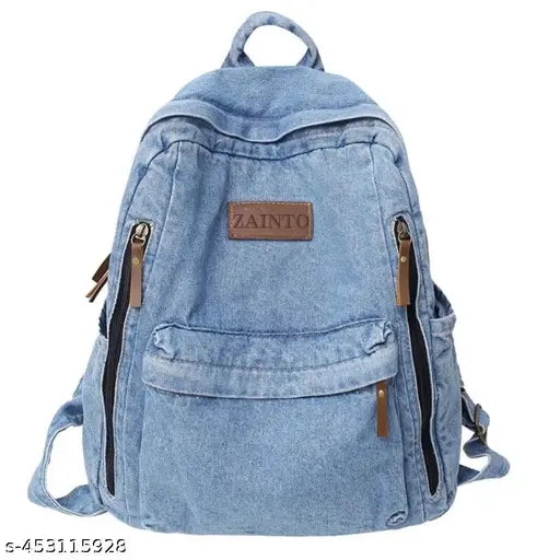 ZAIINTO Denim Backpacks for women Stylish Outdoor Travel Commute Daypack Large Capacity Schoolbag College Students Junior High School Students Bookbag