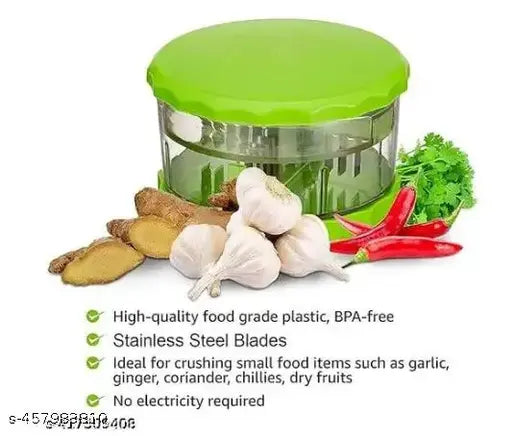 Stainless Steel Vegetable Cutter, Garlic Chilly Onion Ginger Dry-Fruit Pista Capsicum Peanuts & Multi Crusher, Cutter, Chopper, Mixer (Green)