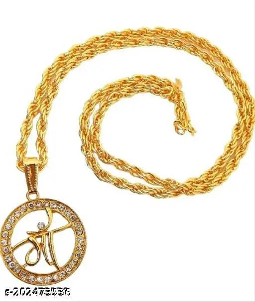 Treanding stylish new hindu religious Gold plated MAA symble locket with gold chain pandent nacklace for boy/men and girls//women