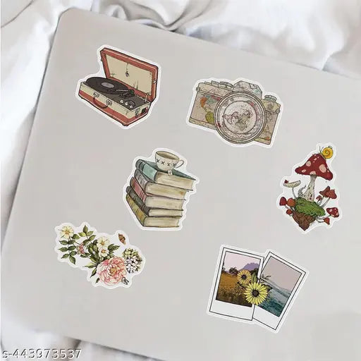Titu Ki Baatein 50 PCS Cute Vintage Stickers - Vinyl Stickers for Water Bottle Laptop Skateboard Phone - Wateproof Retro Sticker for Girls Boys, Self-Adhesive