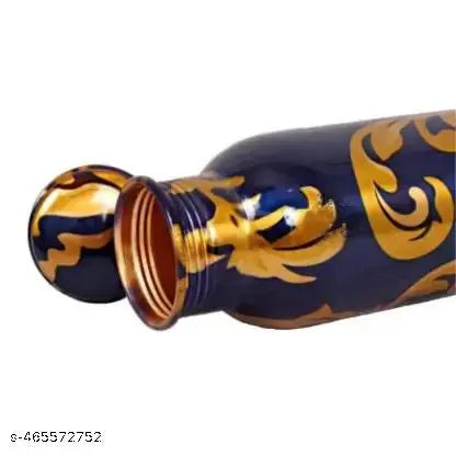 BLUE PRINTED COPPER BOTTLE,  PRINTED WATER BOTTLE, WATER BOTTLE , PURE COPPER BOTTLE, JOINTLESS COPPER BOTTLE 950 ML