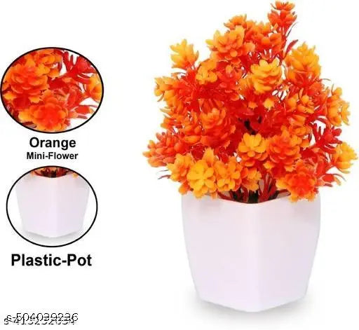 Set of 8 Artificial Plant For Home Decor or Office Décor Also Plant Suitable For Table , Flower & Plant Specially Decor For Bed Room Decorationet Bonsai Wild Artificial Plant with Pot
