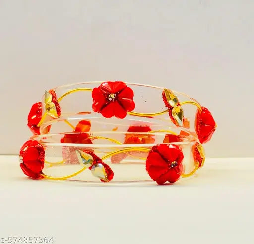 New latest red colors borocil kangan 2 pcs set for women's and girls