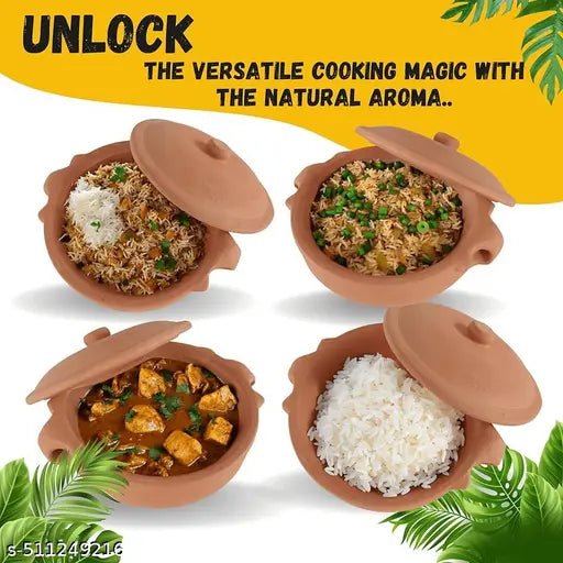 Clay Dahi Handi 1Litter | Natural Earthen Pot for Curd & Cooking pack of 1