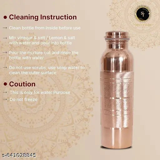 Copper Water Bottle - 34 Oz Extra Large - A Silver Touch Ayurvedic Pure Copper Vessel For Drinking - Drink More Water, Lower Your Sugar Intake And Enjoy The Health Benefits Immediately