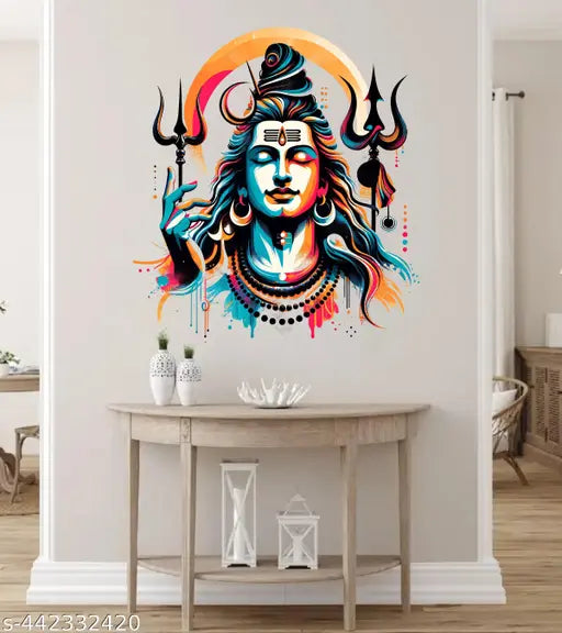 CreativeEdge lord shiva  Wall Sticker For Home Decoration PVC Vinly Multicolor (49CM X 54CM)