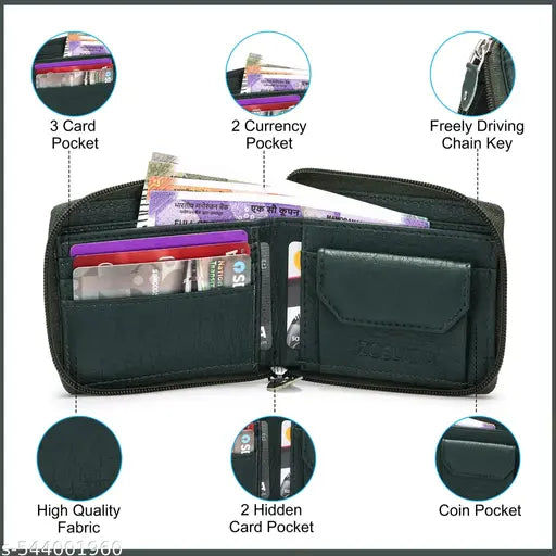 ZEELAND PREMIUM ROUND ZIP WALLETS FOR MEN/WOMEN