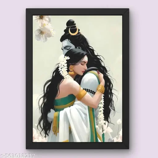 Divine Union of Lord Shiva and Goddess Parvati Framed Wall Art