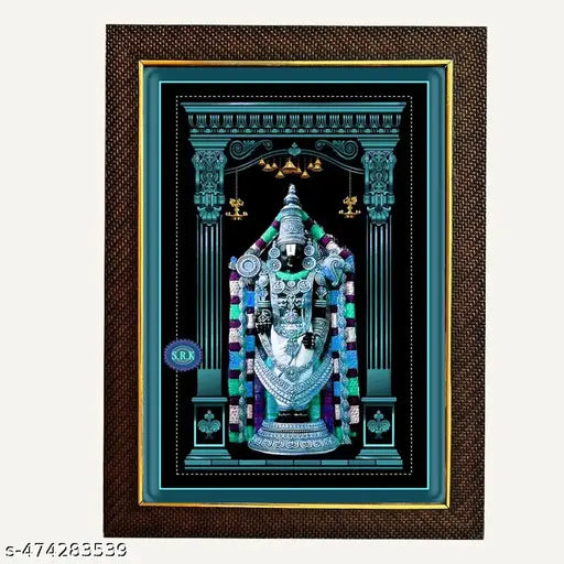 Lord Tirupati Balaji/Venkateshwara Swamy Wooden Photo Frame | Wall Painting Framed Home Decor