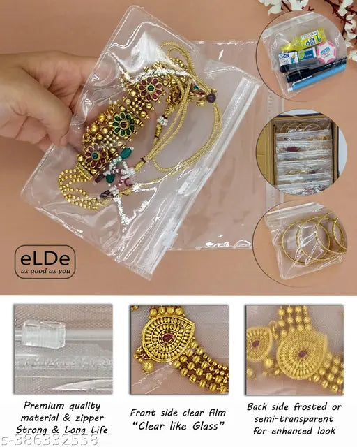 Pack of 25 Multipurpose Storage Pouch - Jewellery Pouch for Storage, Portable Makeup Pouch, Zipper Pouch for Stationary, Travel Accessories Pouch, Zip Lock Pouch Storage Organizers, Jewellery Organiser Cover, Zip Lock Cosmetic Pouch, Stationery Pouch, Tra