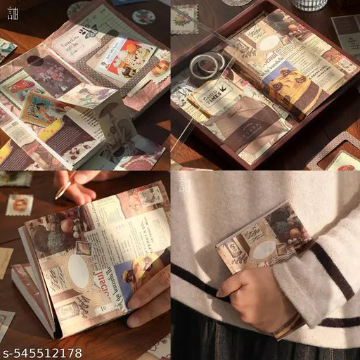 346Pcs Vintage Journal Scrapbook Pack Kit for Art Journaling Planners DIY Paper Stickers,  Kits Notebook, Collage Album Aesthetic Sticker (Brown Scrapbook)