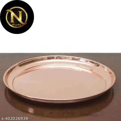 NAVYAKSH Small Size Copper Plates for Puja With free Haridwar Brahmkund Gangajal (60ml)