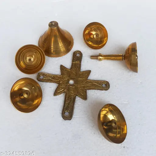 Bystreet Artisans Pure Brass Ethnic Panchadeep Bhadradeepam 5 Faced Akhand Jyothi Diya  Deepam for Home ,Office Pooja &Temples Decor | Festive Gifts (Golden 1 Pc)