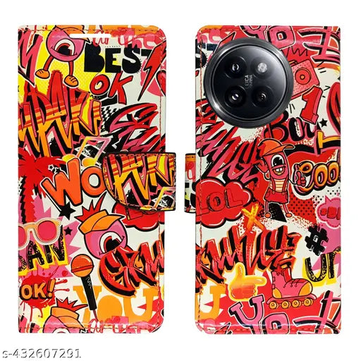 Wow Pink Flip Cover for Mi 14 Civi | Leather Finish|Shock Proof|Magnetic Clouser Compatible with Mi 14 Civi (Pink)