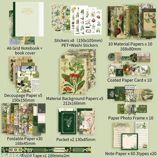 346 Pcs Vintage Aesthetic Wild Scrapbook Kit,Journal Supplies Kit, Stickers Theme, Scrapbook Kit  (DIY)