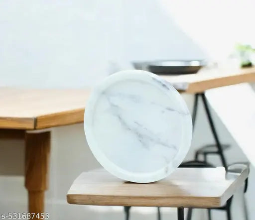 6 inch Marble Plate for Durga Pooja, Pooja Utility Item - Daily Pooja Plate /Thali Small