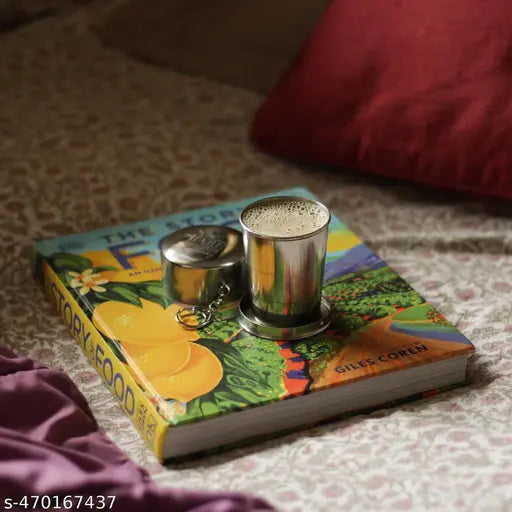 Folding Stainless Steel Water Glass for Picnic Outdoor/Indoor, Water Tumbler Cup with Keychain for Lassi Lemonade Juice Milk Cold Drinks Beverage Drinking Tumbler (75ml)