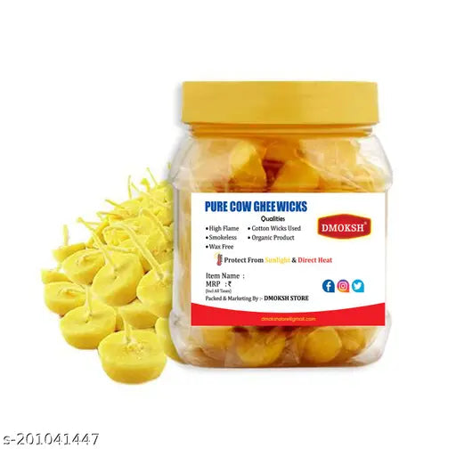 Ghee Jyot Batti 50 Pcs for home Pooja Mandir Pooja Samagri Puja Article Pure Cow Ghee Diya Pooja Batti Fragrance Table Diya Cotton Wick