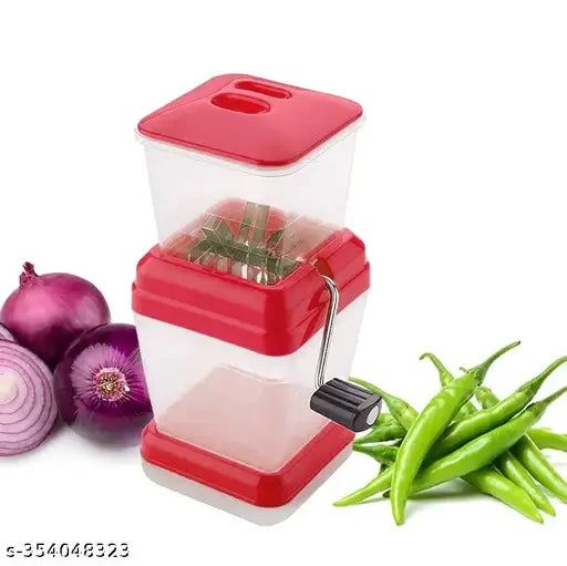 Onion Chilly Cutter Chopper, Stainless Steel Sharp Blade, Easy and Quick Cutting Vegetable Cutter for Kitchen (Multicolor