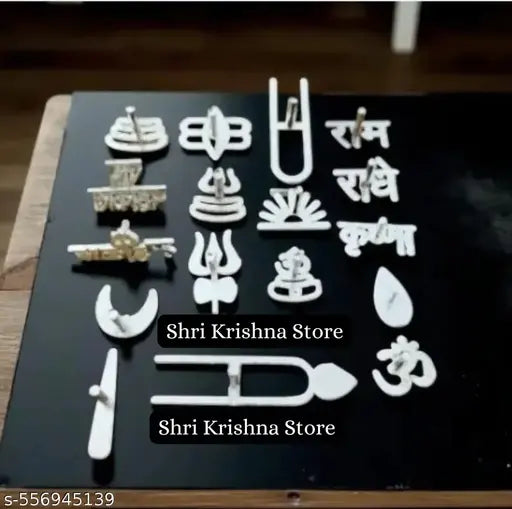 Puja Article Puja Samagri puja thali set Mahakal Bholenath OmTilak Stamps Free With 5 Mangalam Chandan Box Puja Tika Special Tilak Stamp (Pack of 22) Different Religious Symbol Forehead Tilak Puja Articles