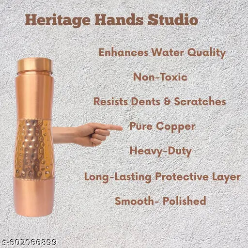 Homely Get Crafty Copper Bottle (950ml): 100% Pure BPA-Free Water Bottle | Copper-Infused Water | Leak Proof | Office Use | Boosts Immunity | Supports Digestive & Liver Health | Ayurveda Inspired