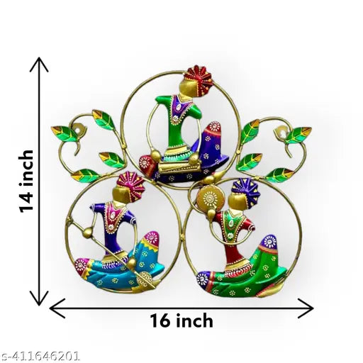 DECORATIVE LORD KRISHNA PLAYING MUSICAL INSTRUMENTS WALL HANGING SHOWPIECE