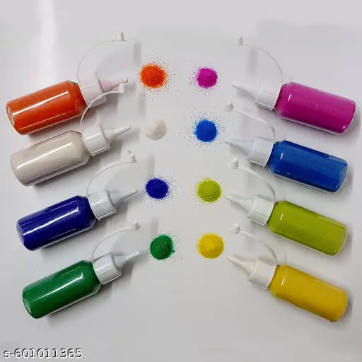 Empty Bottles for Rangoli Colors – 100 Gram Each | Transparent Plastic Jars with Nozzle Cap for Easy Dispensing | Refillable Storage Containers ( Bottle (Pack of 10))